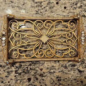 RARE JAY STRONGWATER ARABESQUE SCROLL GUEST TOWEL TISSUE HOLDER BATH VANITY TRAY